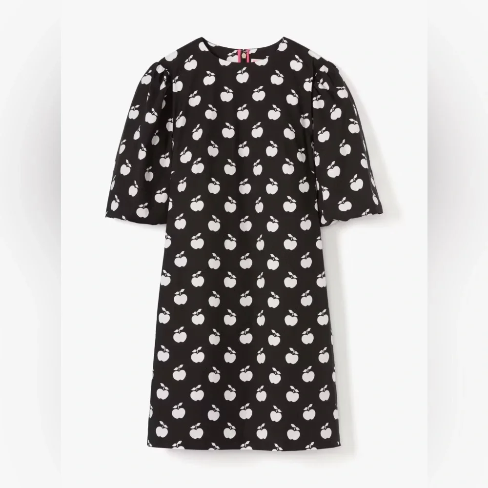NEW Kate Spade Apple Toss Taxi Black White Puff Sleeve Dress